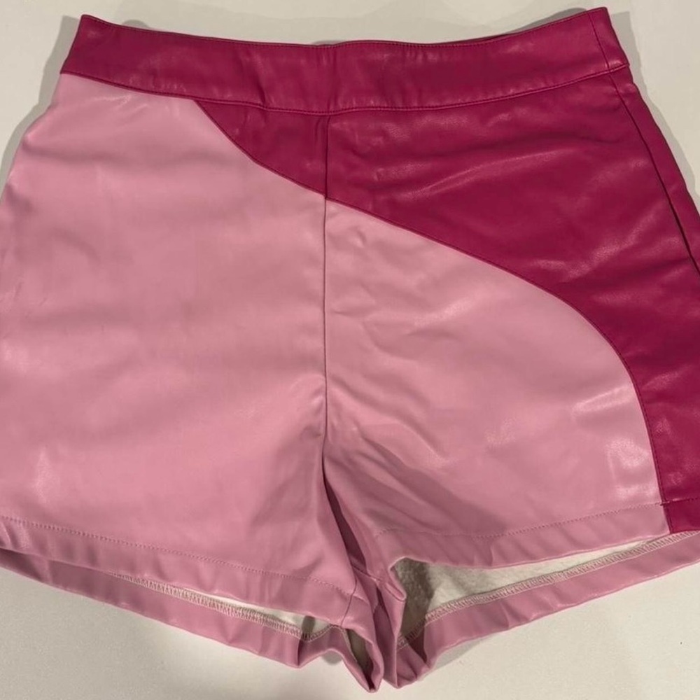 Le Lis High Waist Pink Color Block Shorts